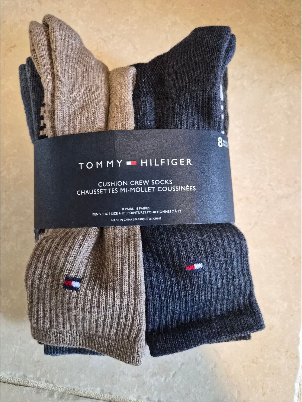 Tommy Hilfiger Cushion Crew Socks 8-Pack Men's Shoe Size 8-12 0096